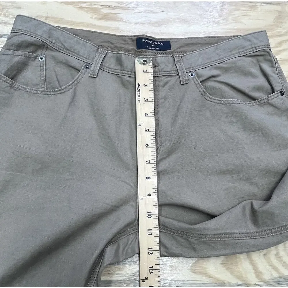 Banana Republic Mens Linen Blend Straight Leg Pants Size 35X32 Brown Beach